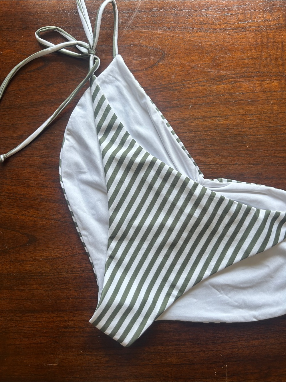 Londre Green and White Striped Bikini Bottom